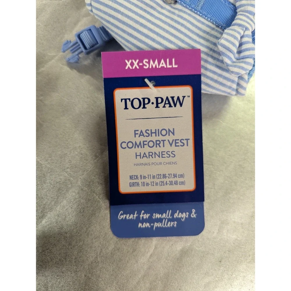Top‎ Paw XX-SMALL fashion comfort vest harness blue stripe NWT